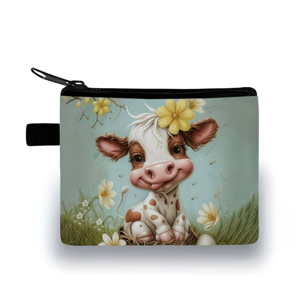 Women's Cow Print Clutch One Size Green Brown